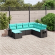 Afuera Living Contemporary 7 Piece Poly Rattan Large Sofa Set in Black