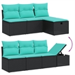 Afuera Living Contemporary 7 Piece Poly Rattan Large Sofa Set in Black