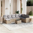 Afuera Living Contemporary 9 Piece Poly Rattan Sofa Set in Beige