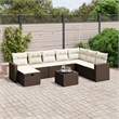 Afuera Living Contemporary 9 Piece Poly Rattan Sofa Set in Brown