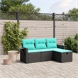 Afuera Living Contemporary Synthetic Poly Rattan Sofa Set in Black