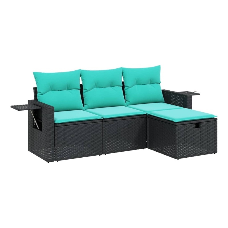 Afuera Living Contemporary Synthetic Poly Rattan Sofa Set in Black