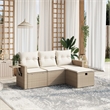 Afuera Living Contemporary 4 Piece Poly Rattan Medium Sofa Set in Beige