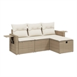 Afuera Living Contemporary 4 Piece Poly Rattan Medium Sofa Set in Beige