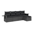 Afuera Living Contemporary 5 Piece Poly Rattan Small Sofa Set in Black