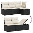 Afuera Living Contemporary 5 Piece Poly Rattan Large Sofa Set in Black