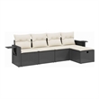 Afuera Living Contemporary 5 Piece Poly Rattan Large Sofa Set in Black