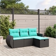 Afuera Living Contemporary 4 Piece Poly Rattan Sofa Set in Black
