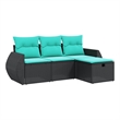 Afuera Living Contemporary 4 Piece Poly Rattan Sofa Set in Black