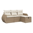 Afuera Living Contemporary 4 Piece Poly Rattan Large Sofa Set in Beige