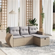 Afuera Living Contemporary 4 Piece Poly Rattan Sofa Set in Beige