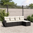 Afuera Living 5 Piece Poly Rattan Large Sofa Set with Removable Covers in Black