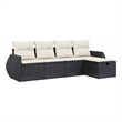 Afuera Living 5 Piece Poly Rattan Large Sofa Set with Removable Covers in Black