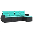 Afuera Living 5 Piece Poly Rattan Standard Sofa Set in Black
