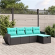 Afuera Living 5 Piece Poly Rattan Standard Sofa Set in Black