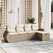 Afuera Living Contemporary 5 Piece Poly Rattan Small Sofa Set in Beige