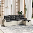 Afuera Living Contemporary 5 Piece Poly Rattan Large Sofa Set in Gray
