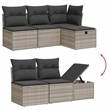 Afuera Living Contemporary 5 Piece Poly Rattan Large Sofa Set in Gray