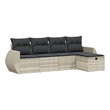 Afuera Living Contemporary 5 Piece Poly Rattan Large Sofa Set in Gray