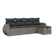 Afuera Living Contemporary 5 Piece Poly Rattan Large Sofa Set in Gray