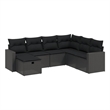 Afuera Living Contemporary 7 Piece Poly Rattan Sofa Set in Black