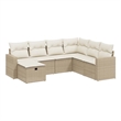 Afuera Living Contemporary 7 Piece Poly Rattan Sofa Set in Beige