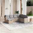 Afuera Living Contemporary 7 Piece Poly Rattan Sofa Set in Beige