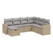 Afuera Living Contemporary 7 Piece Poly Rattan Sofa Set in Beige