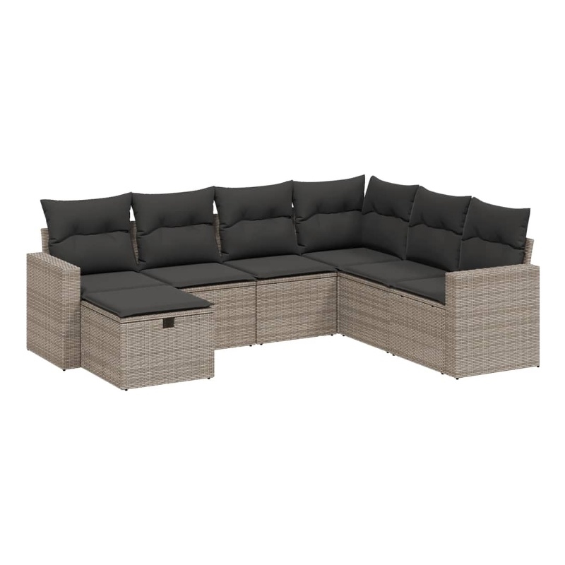 Afuera Living Contemporary 7 Piece Poly Rattan Sofa Set in Gray