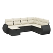 Afuera Living Contemporary 7 Piece Poly Rattan Large Sofa Set in Black