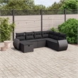 Afuera Living Contemporary 7 Piece Poly Rattan Sofa Set in Black