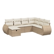 Afuera Living Contemporary 7 Piece Poly Rattan Sofa Set in Beige