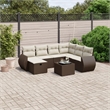 Afuera Living Contemporary 8 Piece Poly Rattan Sofa Set in Brown