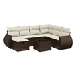 Afuera Living Contemporary 8 Piece Poly Rattan Sofa Set in Brown
