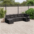Afuera Living Contemporary 7 Piece Poly Rattan Small Sofa Set in Black
