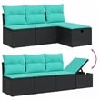 Afuera Living Contemporary 7 Piece Poly Rattan Small Sofa Set in Black