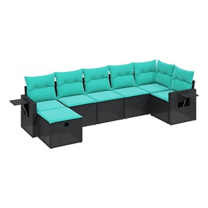 Afuera Living Contemporary 7 Piece Poly Rattan Small Sofa Set in Black