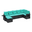 Afuera Living Contemporary 7 Piece Poly Rattan Small Sofa Set in Black