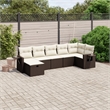 Afuera Living Contemporary 7 Piece Poly Rattan Large Sofa Set in Brown
