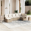 Afuera Living Contemporary 7 Piece Poly Rattan Large Sofa Set in Beige