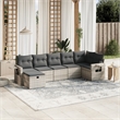 Afuera Living Contemporary 7 Piece Poly Rattan Large Sofa Set in Gray
