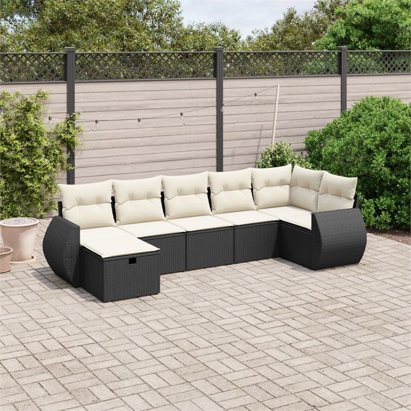 Afuera Living Poly Rattan Small Sofa Set with Removable Covers in Black