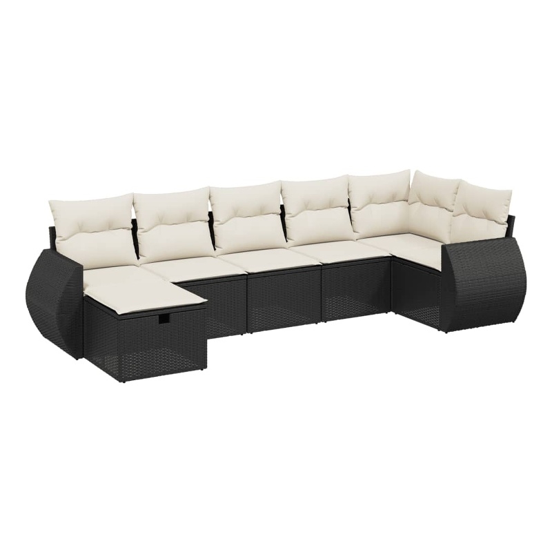Afuera Living Poly Rattan Small Sofa Set with Removable Covers in Black