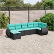 Afuera Living Contemporary 7 Piece Poly Rattan Large Sofa Set in Black