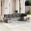 Afuera Living Contemporary 7 Piece Poly Rattan Medium Sofa Set in Gray