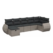 Afuera Living Contemporary 7 Piece Poly Rattan Medium Sofa Set in Gray
