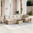 Afuera Living Contemporary 8 Piece Poly Rattan Small Sofa Set in Beige
