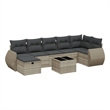Afuera Living Contemporary 8 Piece Poly Rattan Large Sofa Set in Gray