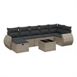 Afuera Living Contemporary 8 Piece Poly Rattan Sofa Set in Gray