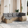 Afuera Living Contemporary 6 Piece Poly Rattan Large Sofa Set in Beige